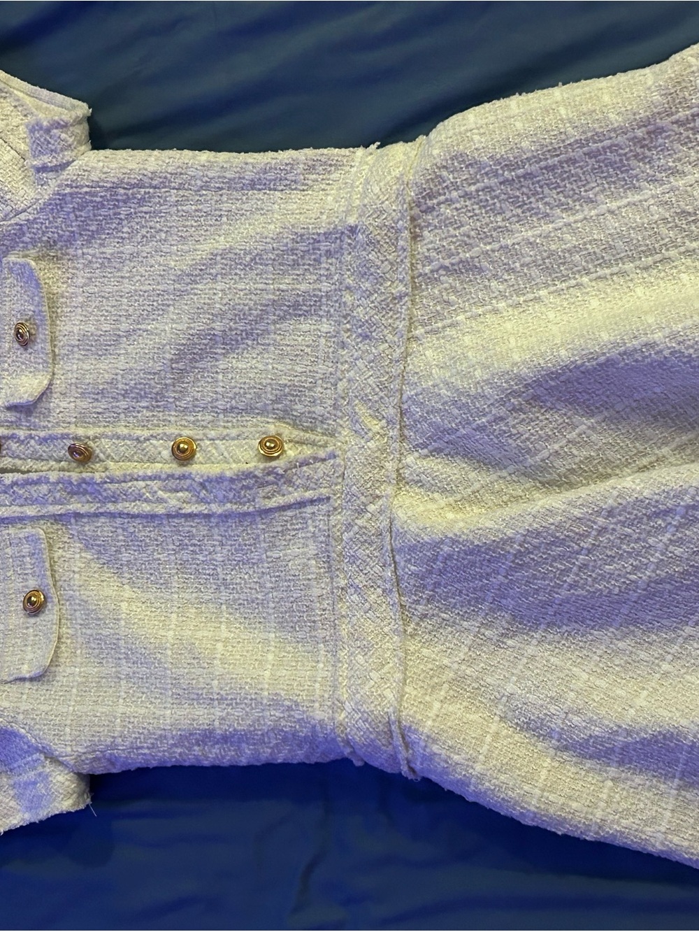 Commense White Fabric dress with gold buttons